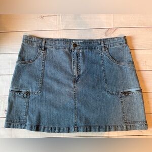 Sunshine Apparel Denim Cargo Mini Skirt 18W Y2K Zip Pocket Stretch Plus Size